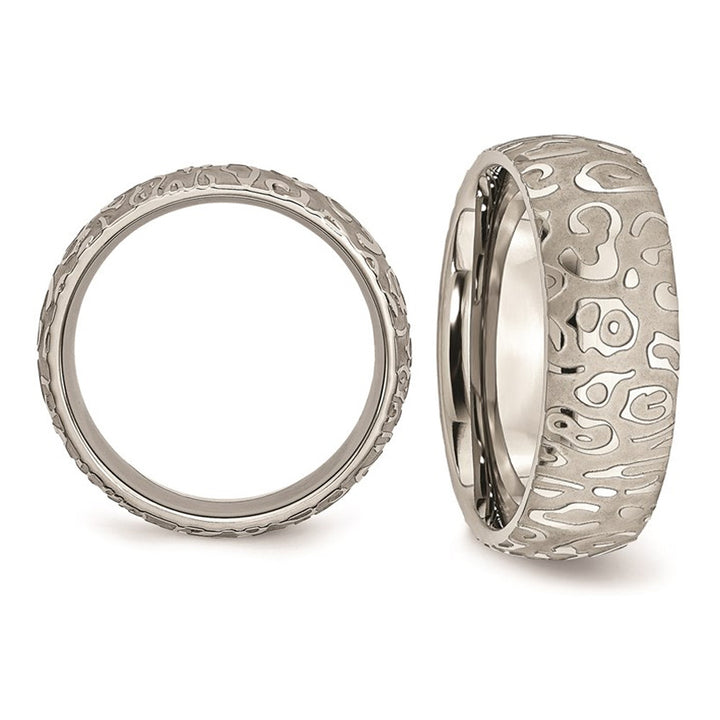 Mens 8mm Titanium Brushed and Polished Band Ring Image 4