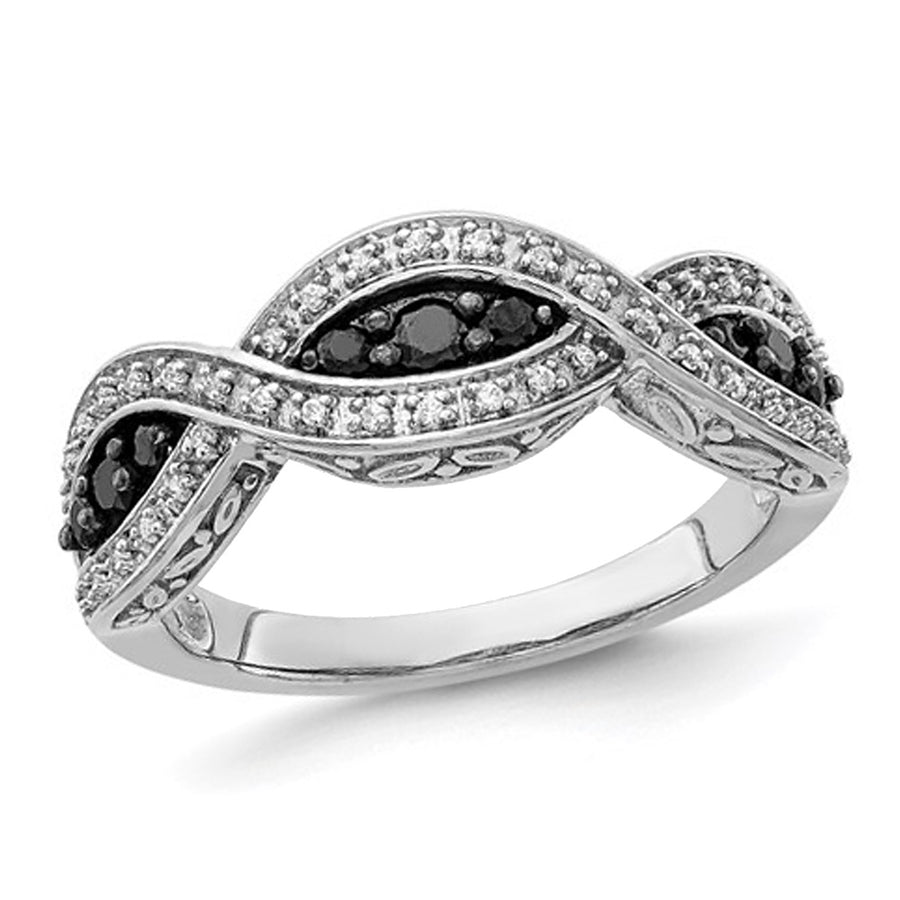 2/5 Carat (ctw) Black and White Diamond Infinity Ring in 14K White Gold Image 1