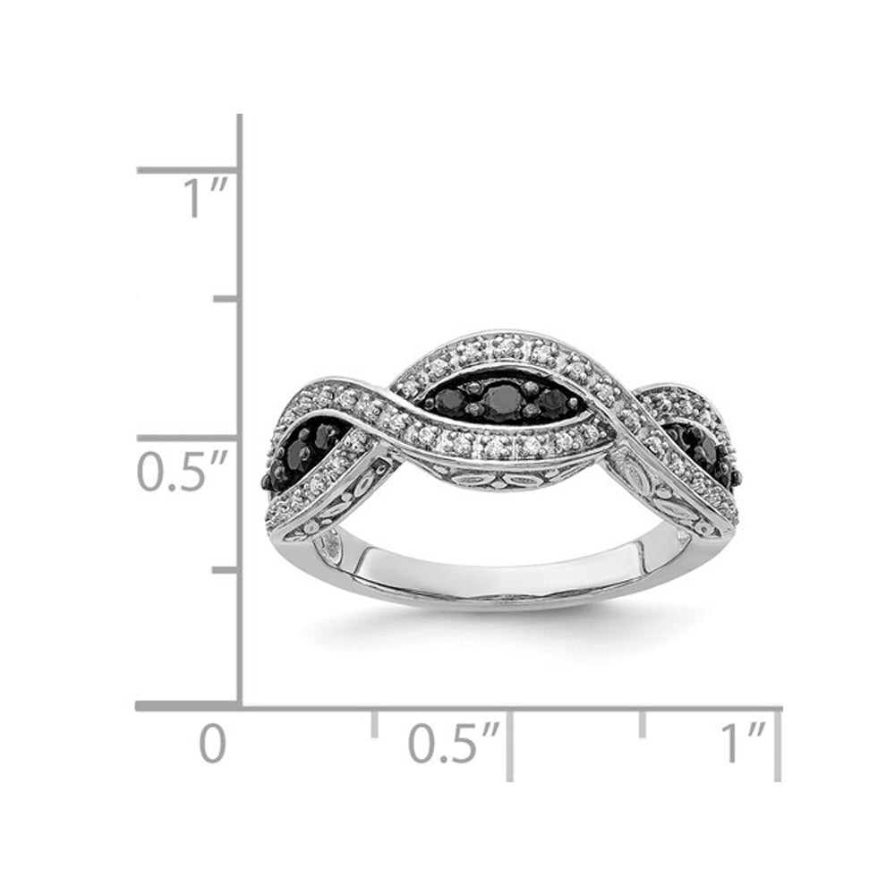 2/5 Carat (ctw) Black and White Diamond Infinity Ring in 14K White Gold Image 2