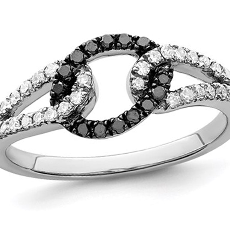 1/4 Carat (ctw) Black and White Diamond Ring in Sterling Silver Image 1