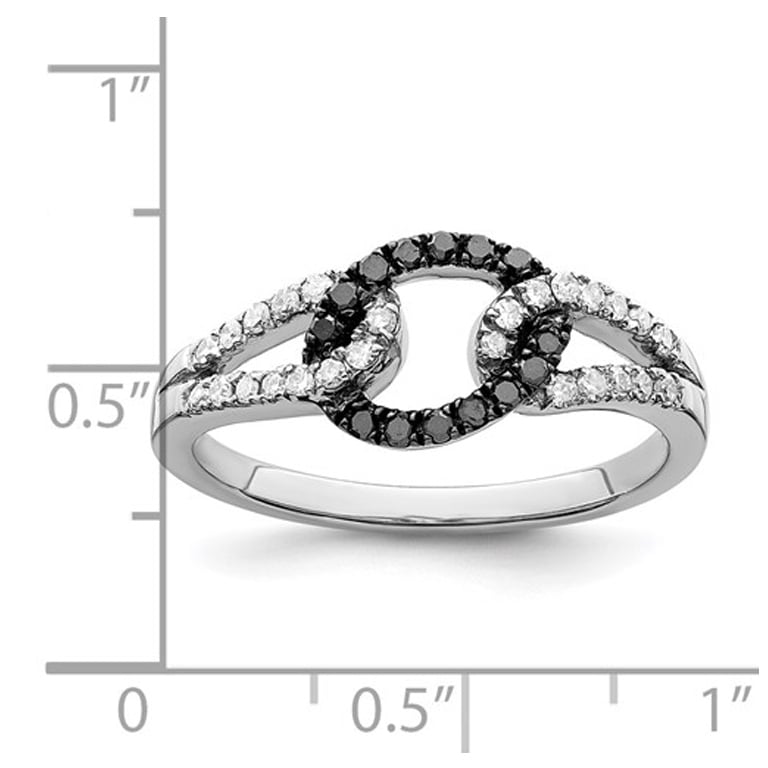 1/4 Carat (ctw) Black and White Diamond Ring in Sterling Silver Image 2