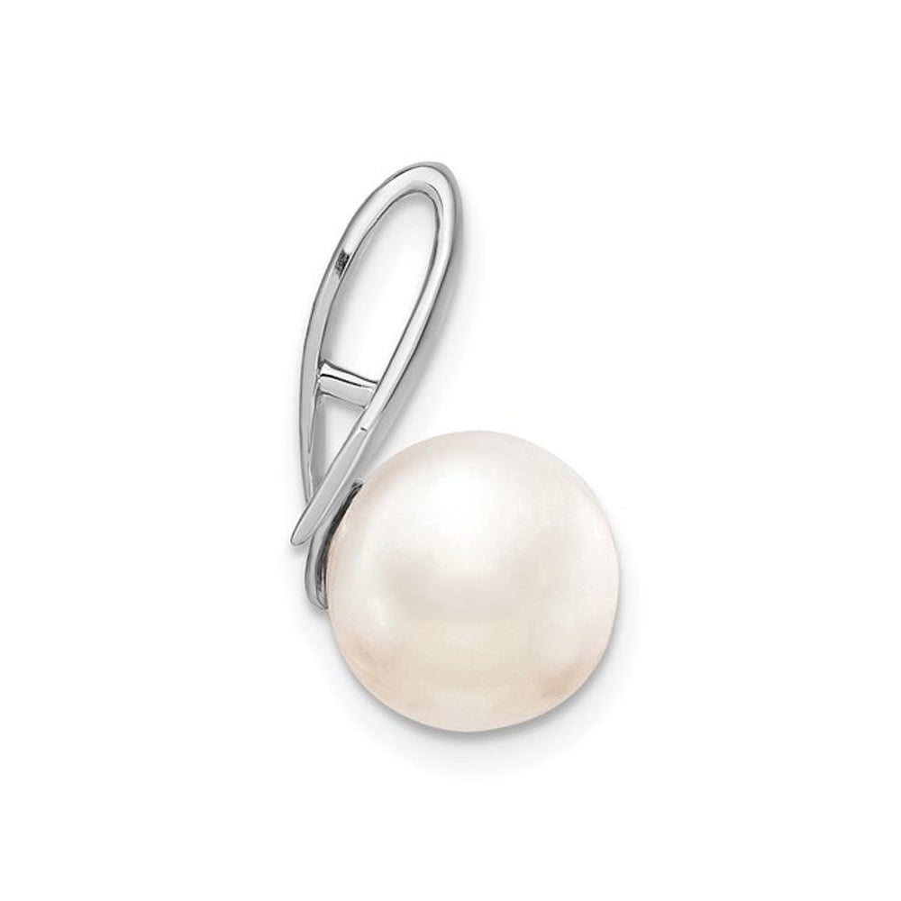 Freshwater Cultured Pearl Solitaire Pendant Necklace in 14K White Gold with Chain Image 4