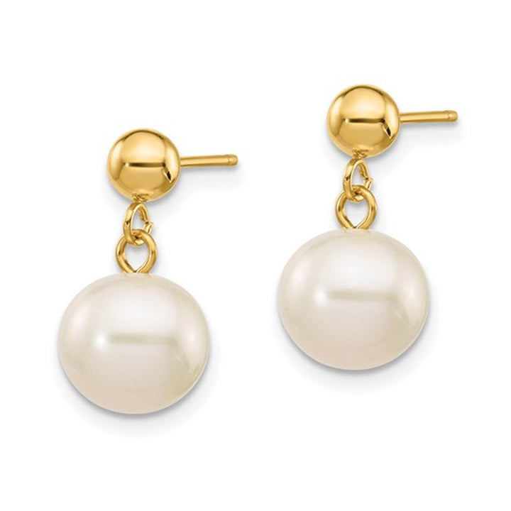 14K Yellow Gold Freshwater Cultured Pearl (8-8.5mm) Dangle Earrings Image 3