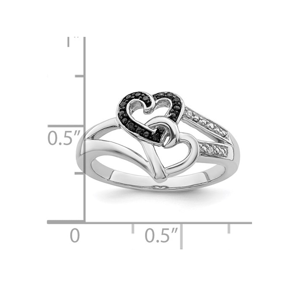 Black and White Diamond Accent Heart Promise Ring in Sterling Silver Image 2