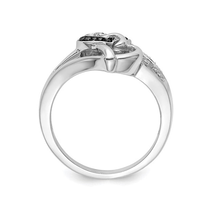 Black and White Diamond Accent Heart Promise Ring in Sterling Silver Image 3
