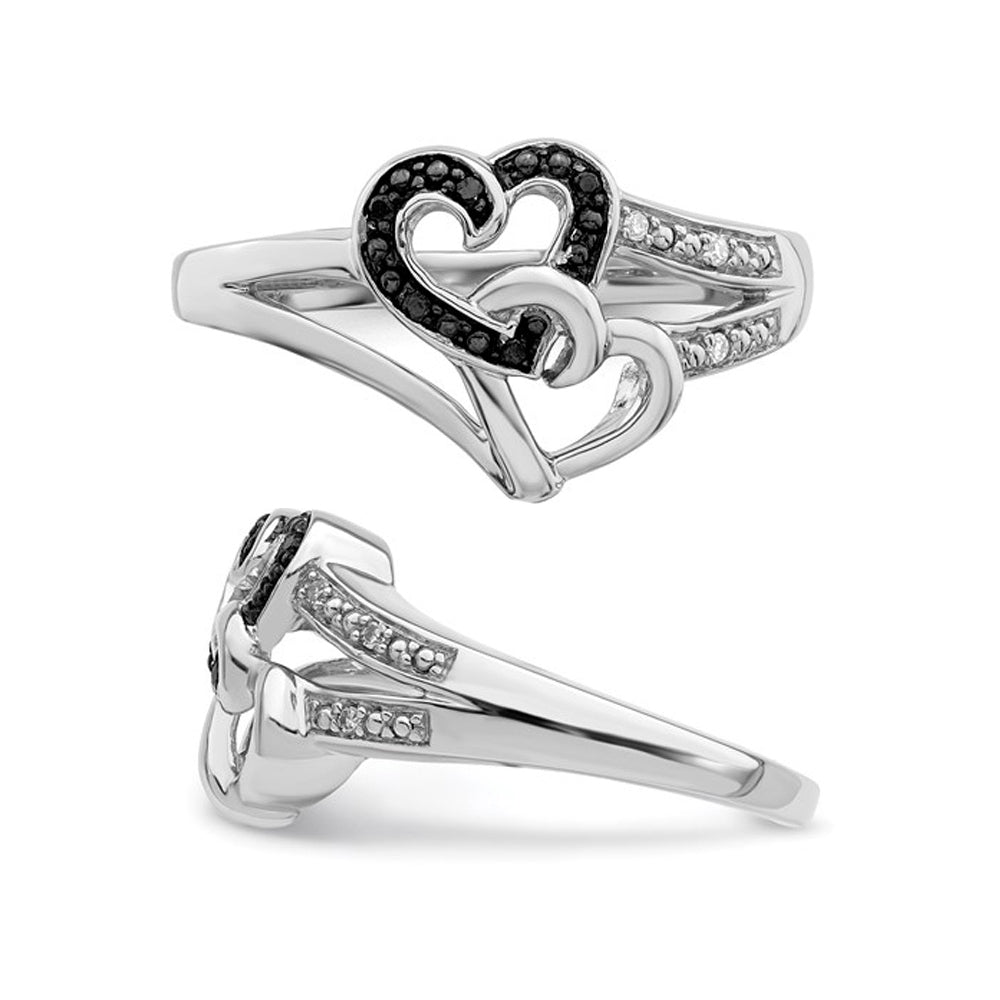 Black and White Diamond Accent Heart Promise Ring in Sterling Silver Image 4