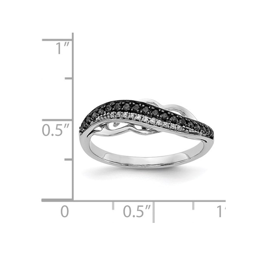 1/5 Carat (ctw) Black and White Diamond Ring in 14K White Gold Image 2