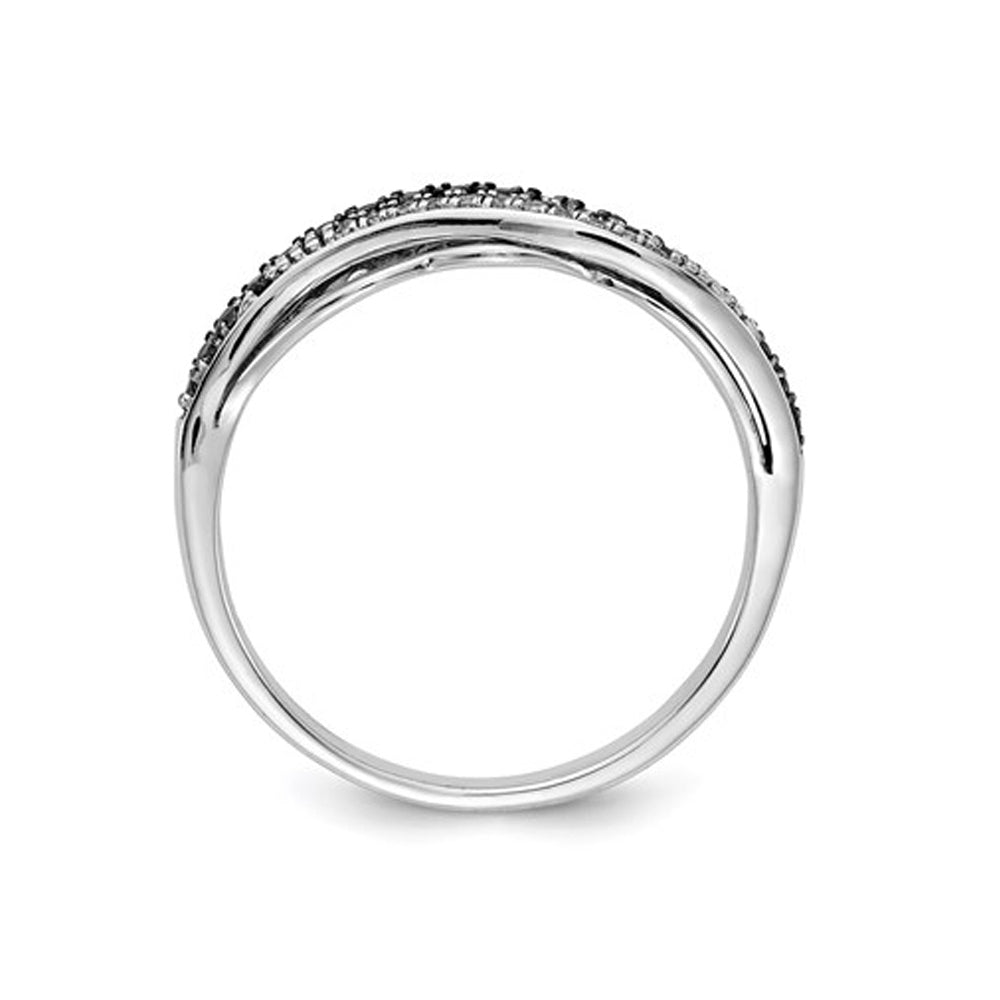 1/5 Carat (ctw) Black and White Diamond Ring in 14K White Gold Image 3
