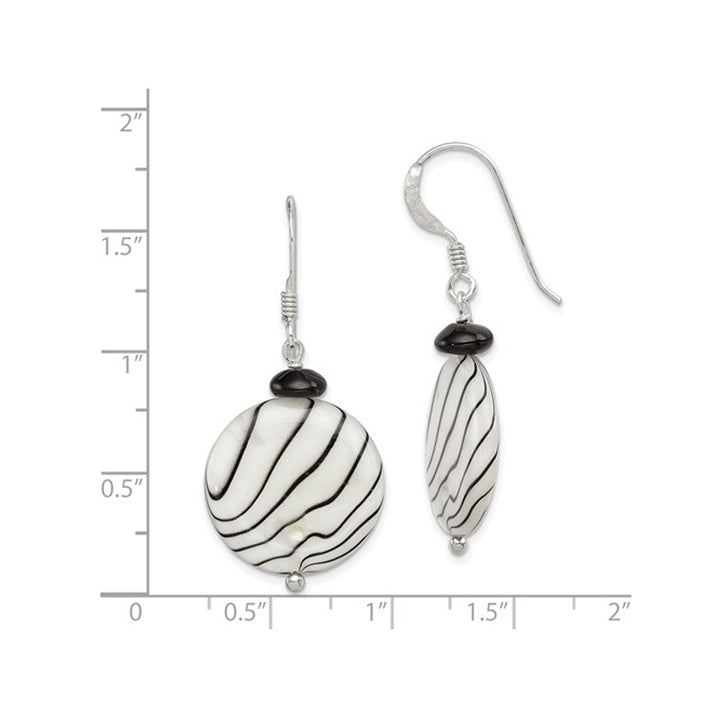 Zebra Stripes Mother of Pearl Earrings in Sterling Silver Image 3