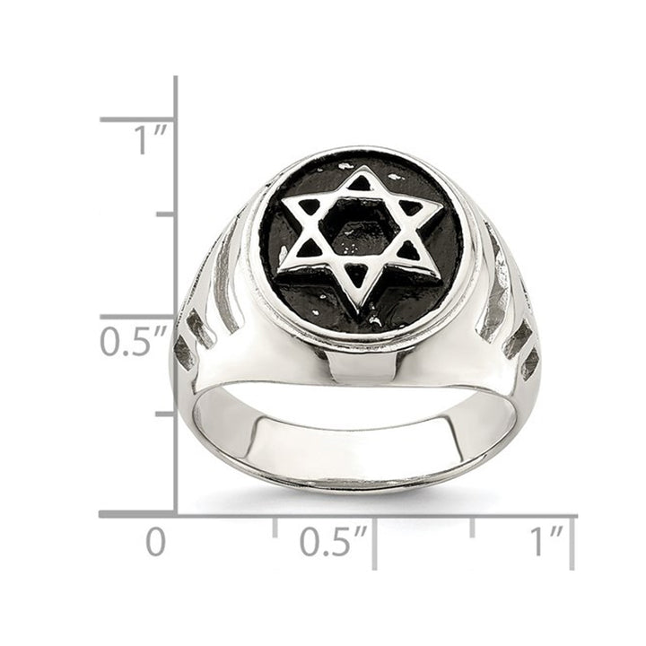 Mens Star of David Antiqued Sterling Silver Ring Image 3