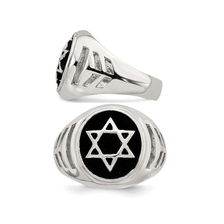 Mens Star of David Antiqued Sterling Silver Ring Image 4