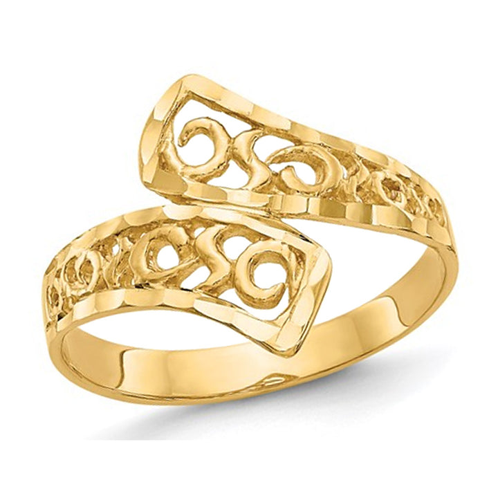 14K Yellow Gold By-Pass Lace Diamond-Cut Ring Image 1