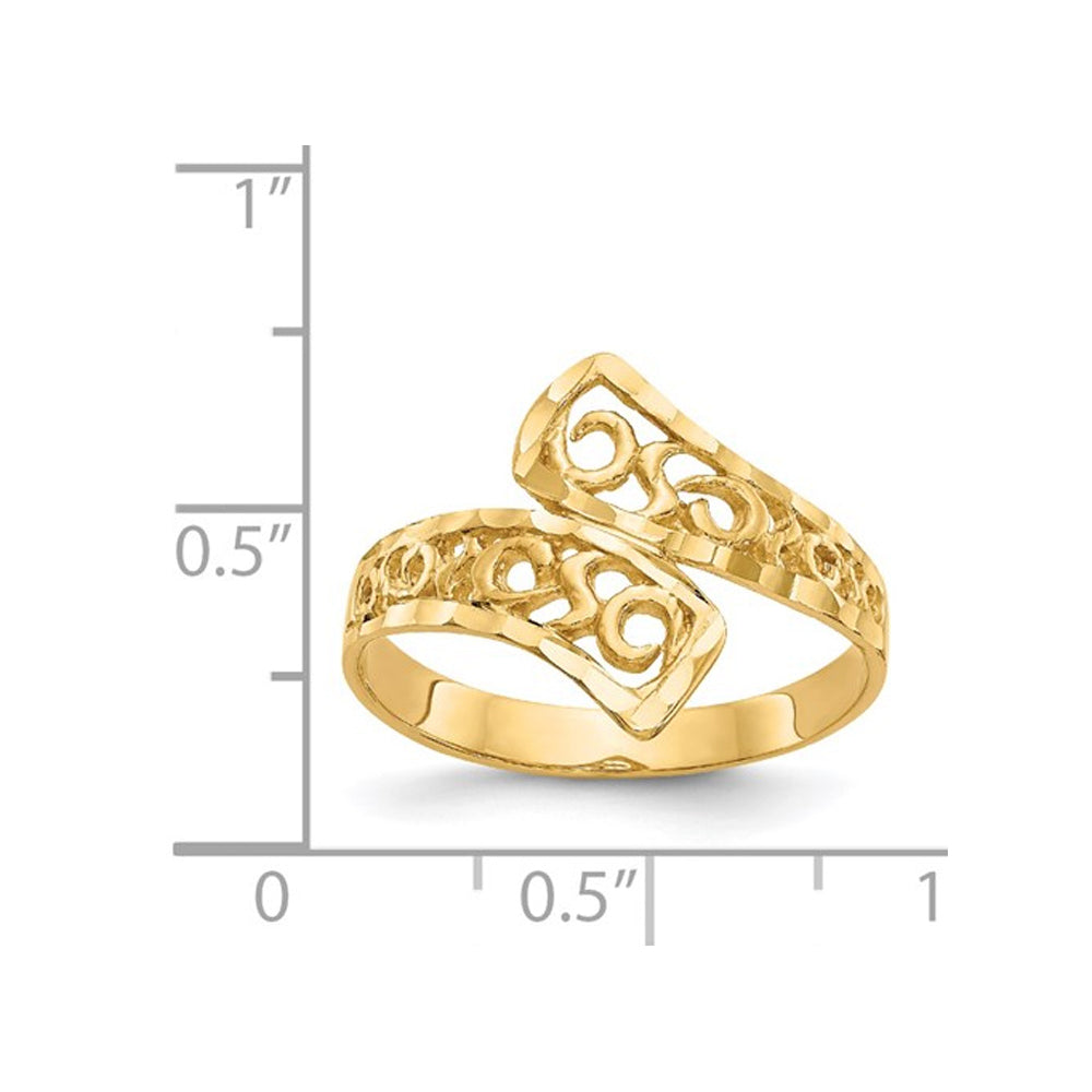 14K Yellow Gold By-Pass Lace Diamond-Cut Ring Image 3