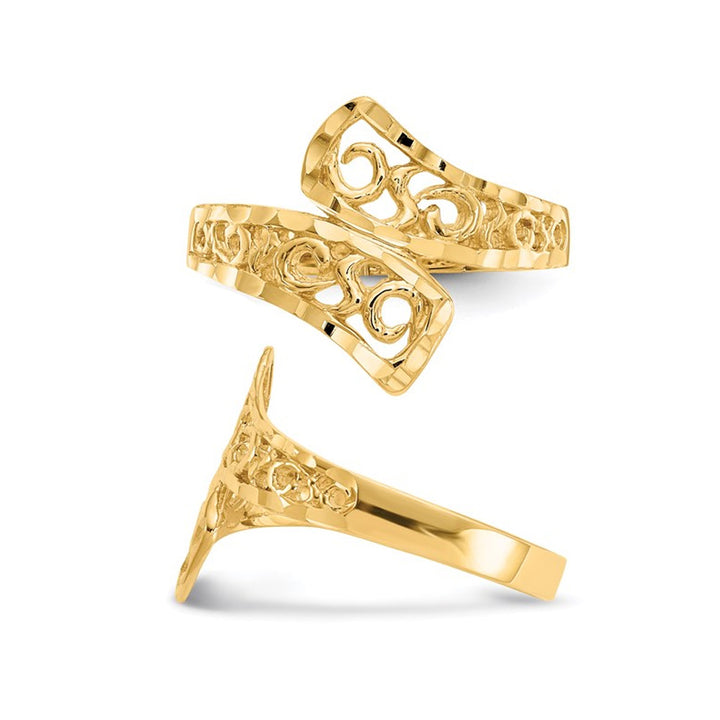 14K Yellow Gold By-Pass Lace Diamond-Cut Ring Image 4