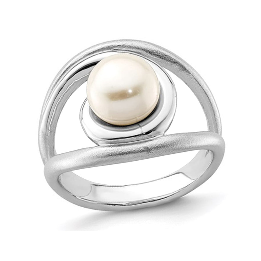 Button Freshwater Cultured Pearl Ring 8-9mm in Sterling Silver Image 1