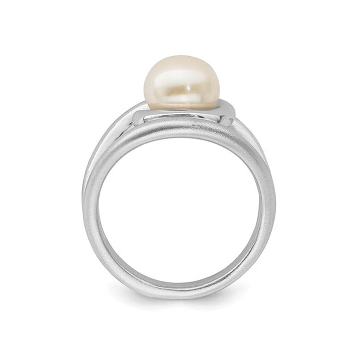 Button Freshwater Cultured Pearl Ring 8-9mm in Sterling Silver Image 2