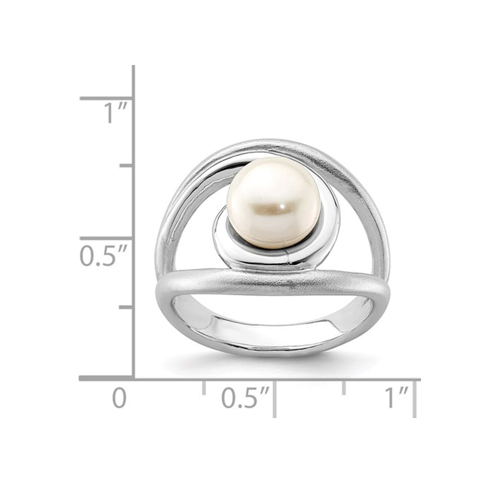 Button Freshwater Cultured Pearl Ring 8-9mm in Sterling Silver Image 3