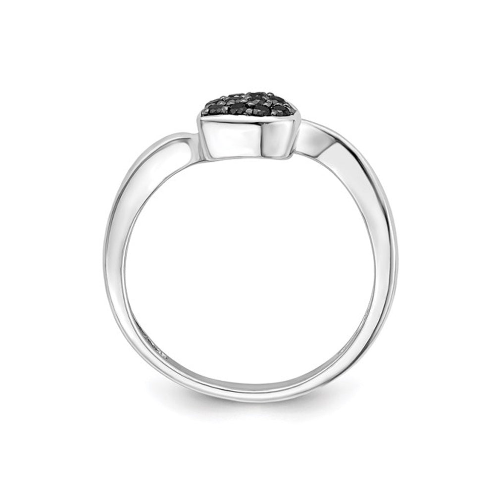 1/10 Carat (ctw) Black Diamond Heart Promise Ring in Sterling Silver Image 4