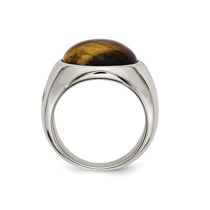 Mens Tigers Eye Ring in Stainless Steel Image 2