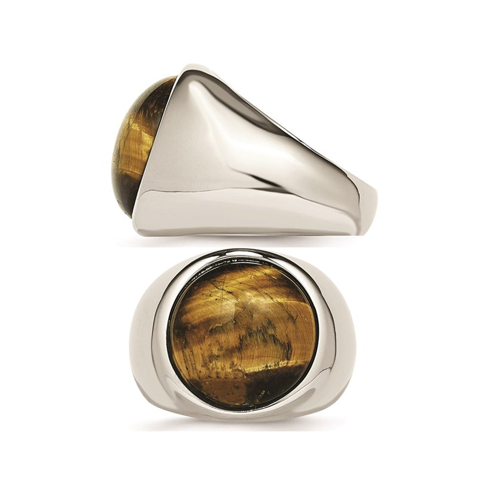 Mens Tigers Eye Ring in Stainless Steel Image 3