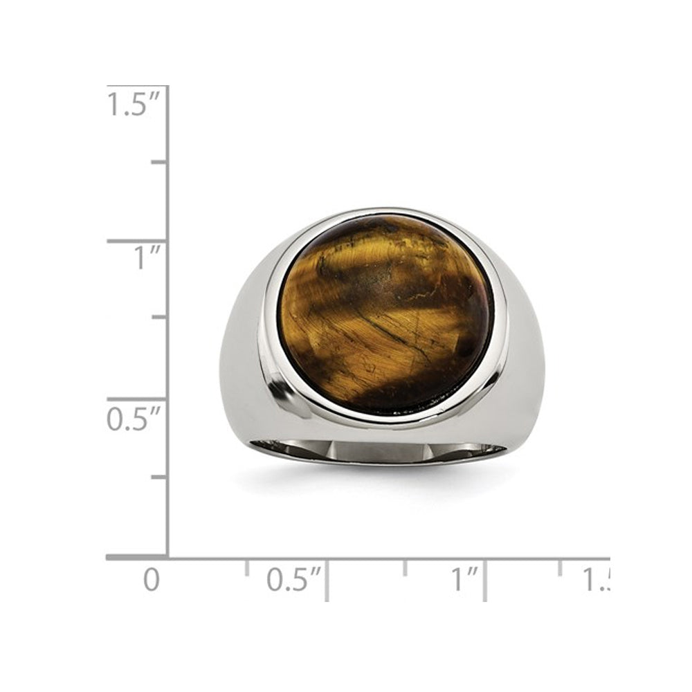 Mens Tigers Eye Ring in Stainless Steel Image 4