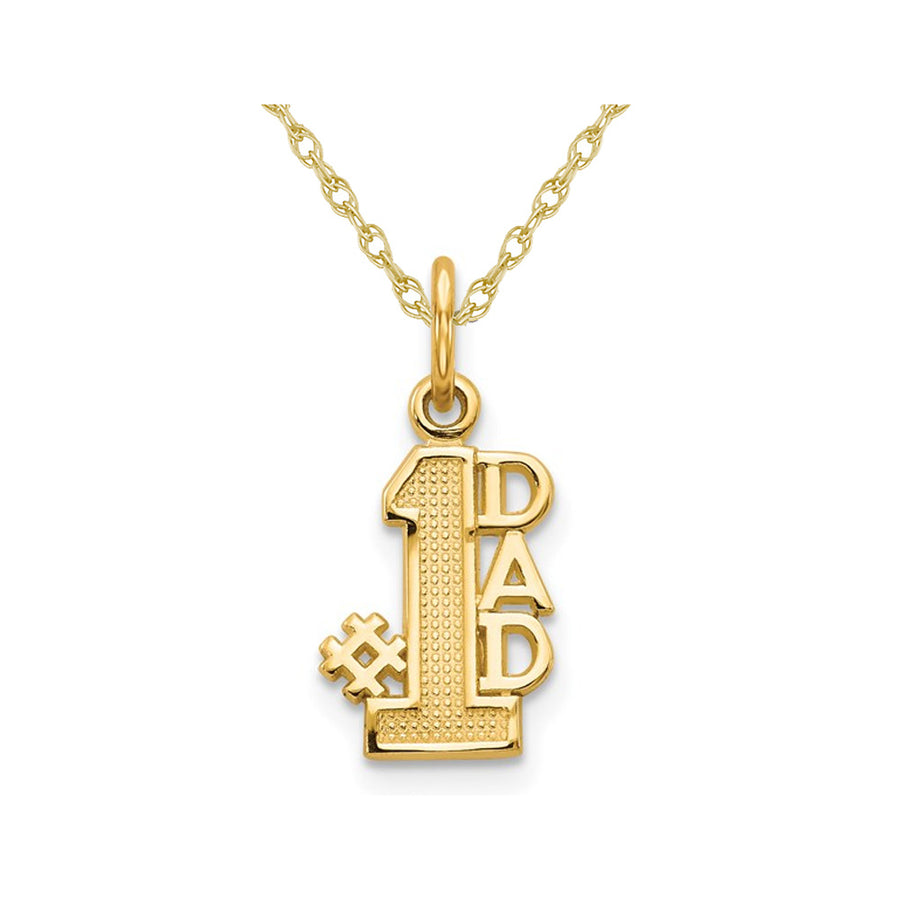 14K Yellow Gold  1 DAD Charm Pendant Necklace with Chain Image 1