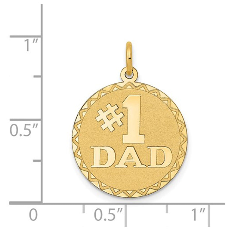 14K Yellow Gold 1 DAD Disc Charm Pendant Necklace with Chain Image 2