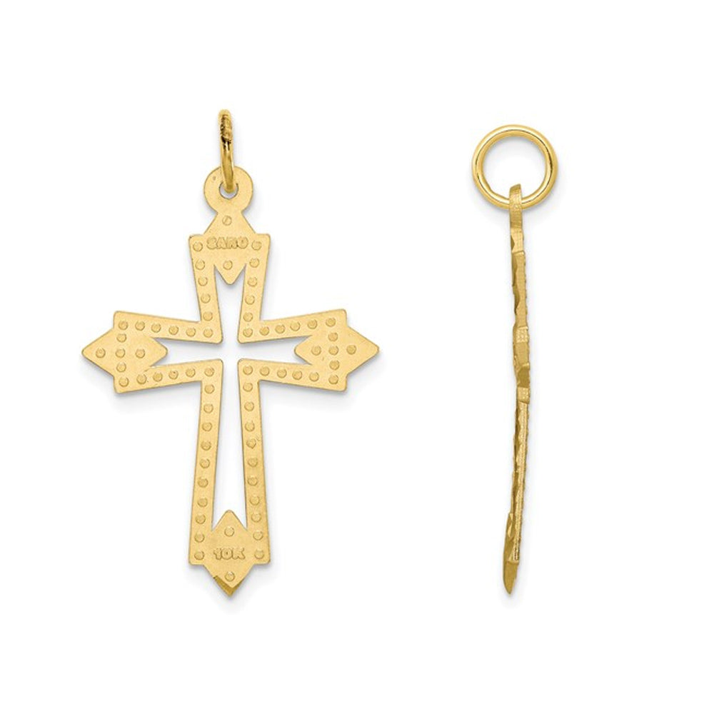 10K Yellow Gold Open Cross Pendant Necklace with Chain Image 2