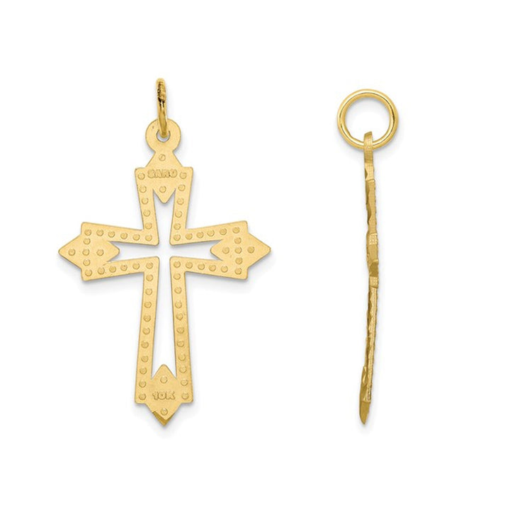 10K Yellow Gold Open Cross Pendant Necklace with Chain Image 2