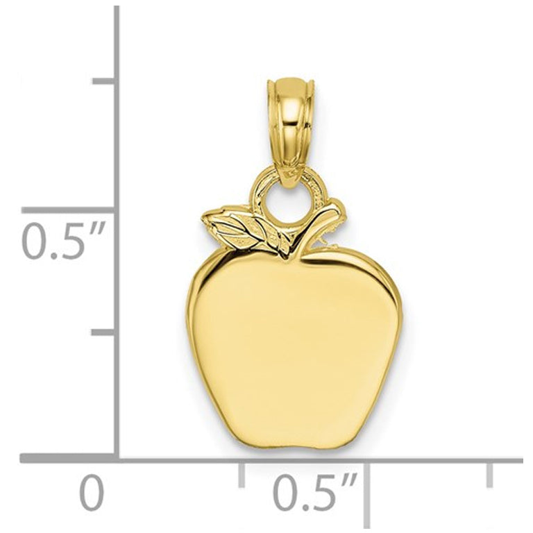 10K Yellow Gold Polished Apple Charm Pendant Necklace with Chain Image 2