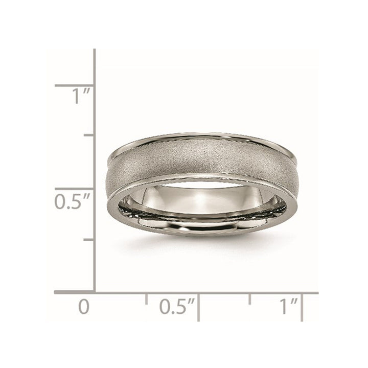 Ladies or Mens Titanium Ridged Edge 6mm Satin Wedding Band Ring Image 3