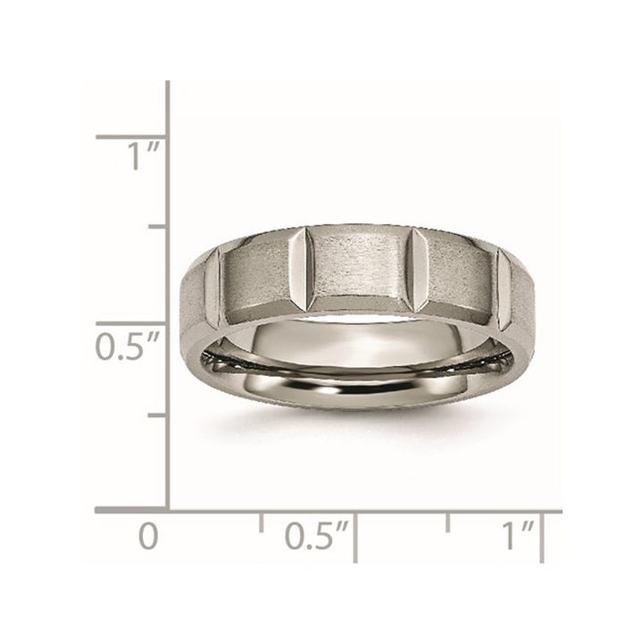 Mens Titanium Grooved 6mm Wedding Band Ring Image 4