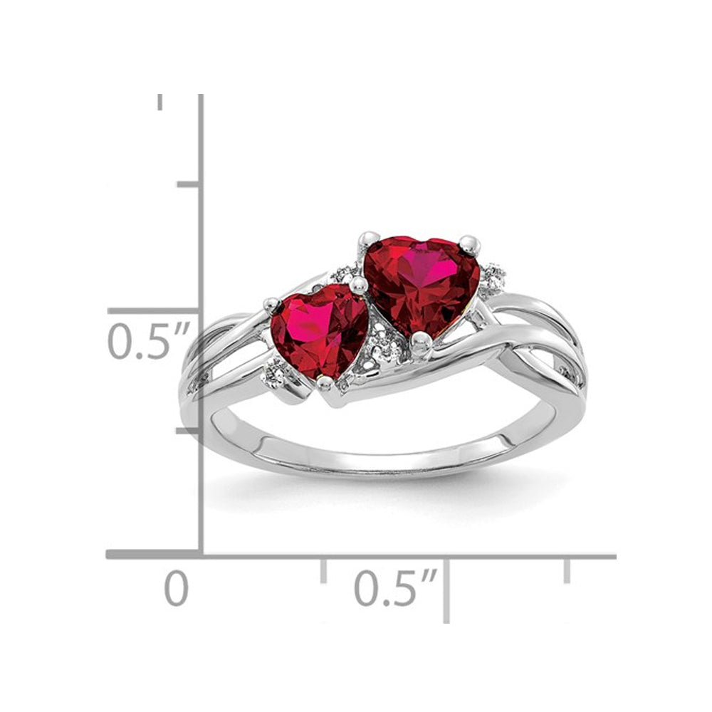 1.60 Carat (ctw) Lab Created Heart Ruby Ring in 10K White Gold Image 2