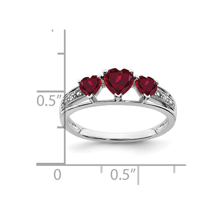 3/4 Carat (ctw) Lab Created Heart Ruby Ring in 14K White Gold Image 3