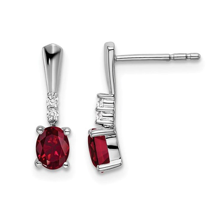 7/10 Carat (ctw) Lab Created Ruby Dangle Earrings in 14K White Gold Image 1