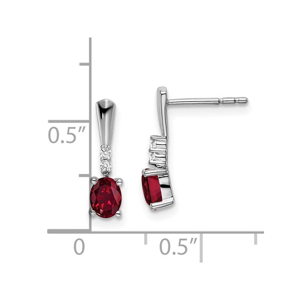 7/10 Carat (ctw) Lab Created Ruby Dangle Earrings in 14K White Gold Image 2