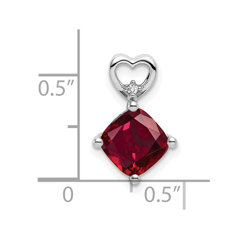 1.65 Carat (ctw) Cushion-Cut Natural Ruby Pendant Necklace in 14K White Gold with Chain Image 2