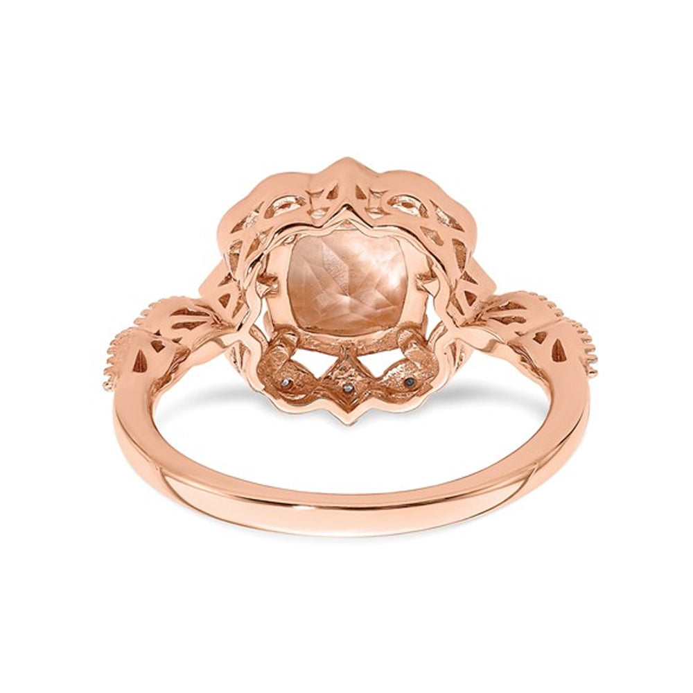 1.15 Carat (ctw) Morganite Halo Engagement Ring with Diamonds in 14K Rose Pink Gold Image 3