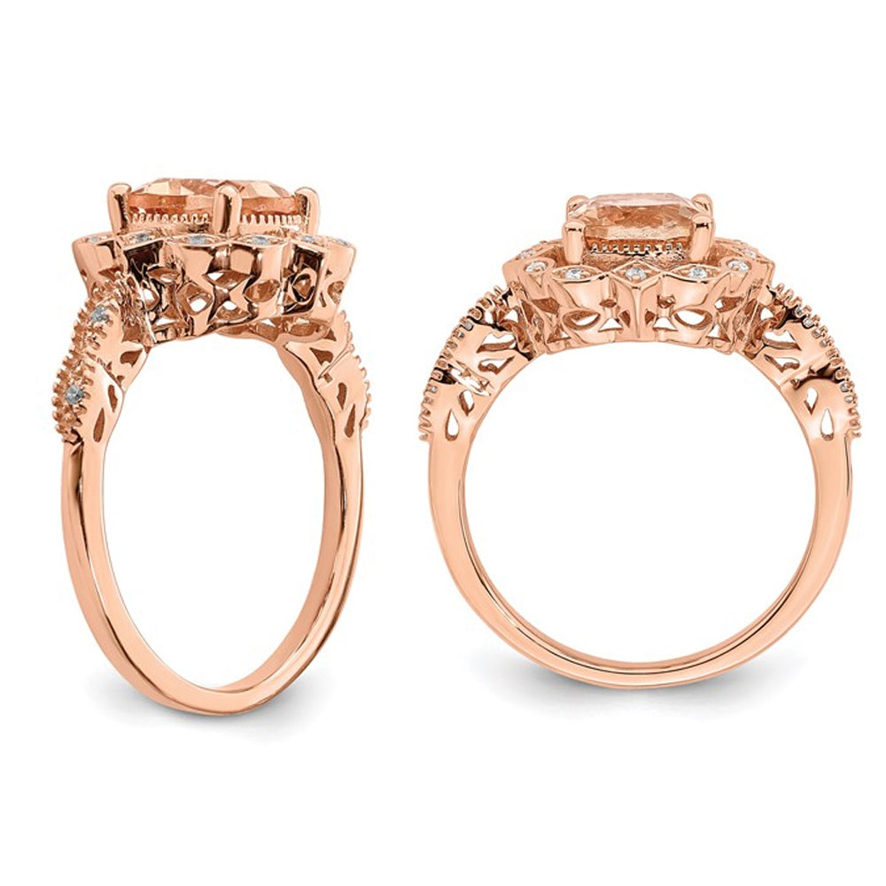1.15 Carat (ctw) Morganite Halo Engagement Ring with Diamonds in 14K Rose Pink Gold Image 4