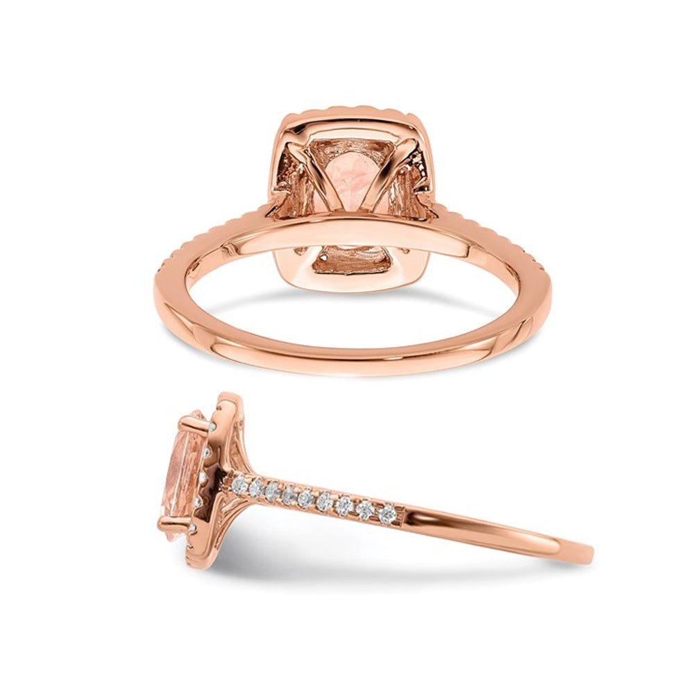 1.25 Carat (ctw) Morganite Halo Engagement Ring with Diamonds 3/10 Carat (ctw) in 14K Rose Pink Gold (SIZE 7) Image 2