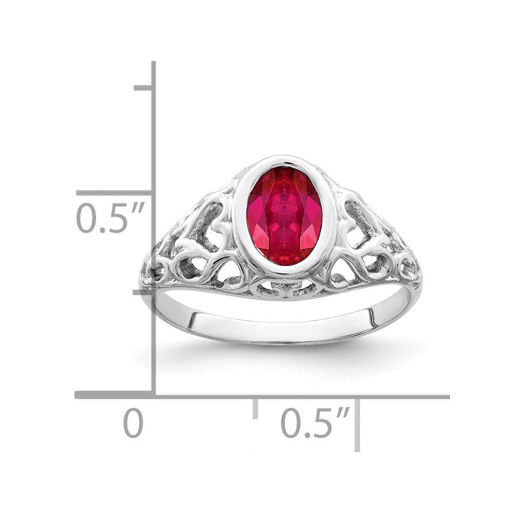 1.10 Carat (ctw) Oval-Cut Ruby Ring in 14K White Gold Image 2