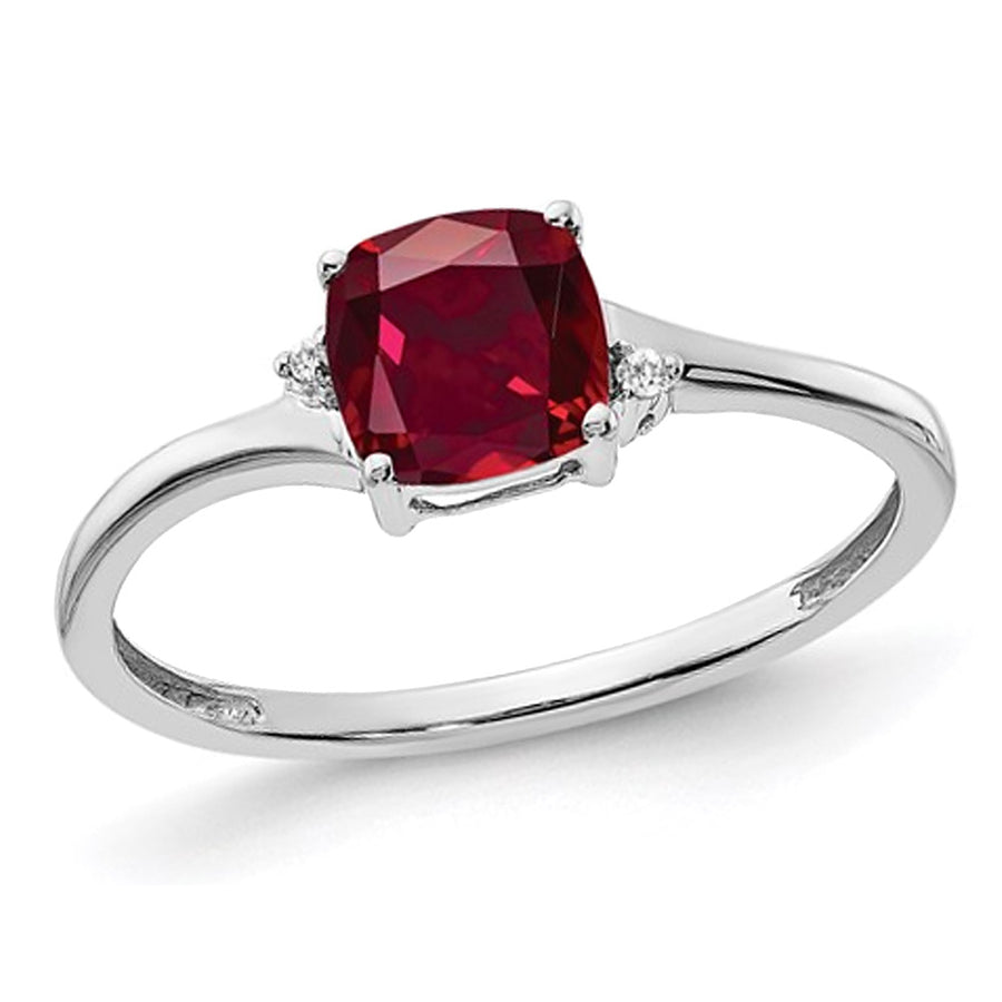 1.25 Carat (ctw) Lab Created Solitaire Ruby Ring in Sterling Silver Image 1