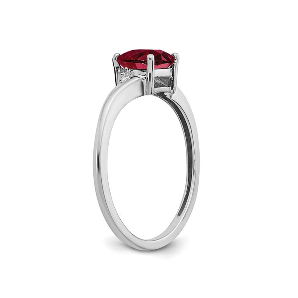 1.25 Carat (ctw) Lab Created Solitaire Ruby Ring in Sterling Silver Image 2