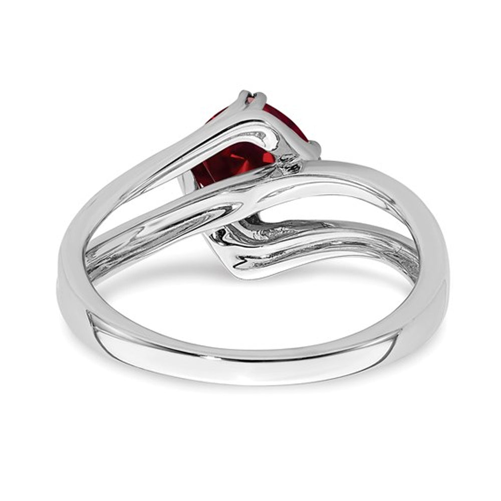 1.25 Carat (ctw) Lab Created Ruby Ring in 14K White Gold with Accent Diamonds Image 4