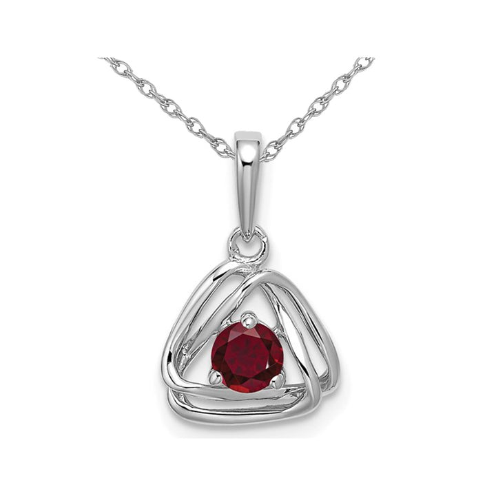 1/3 Carat (ctw) Lab-Created Ruby Pendant Necklace in 14K White Gold and Chain Image 1