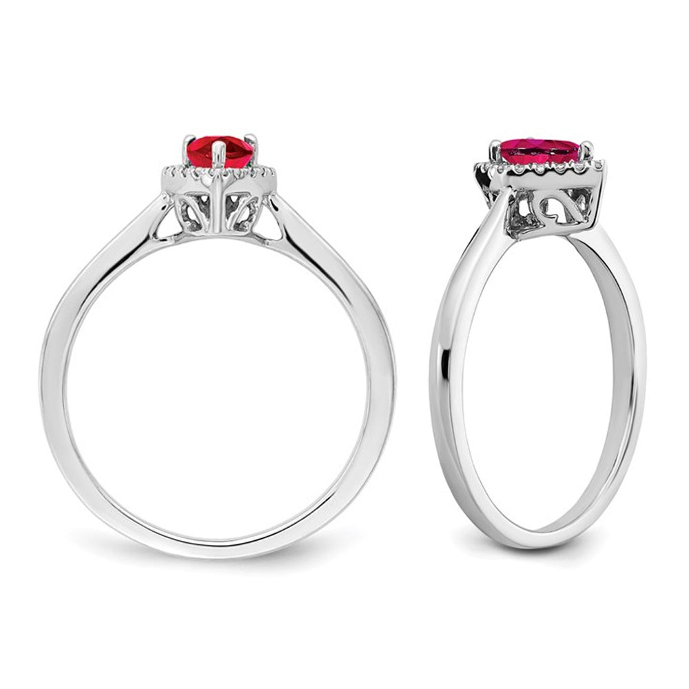 1/2 Carat (ctw) Teardrop Ruby Ring in 14K White Gold with 1/10 Carat (ctw) Diamonds Image 2