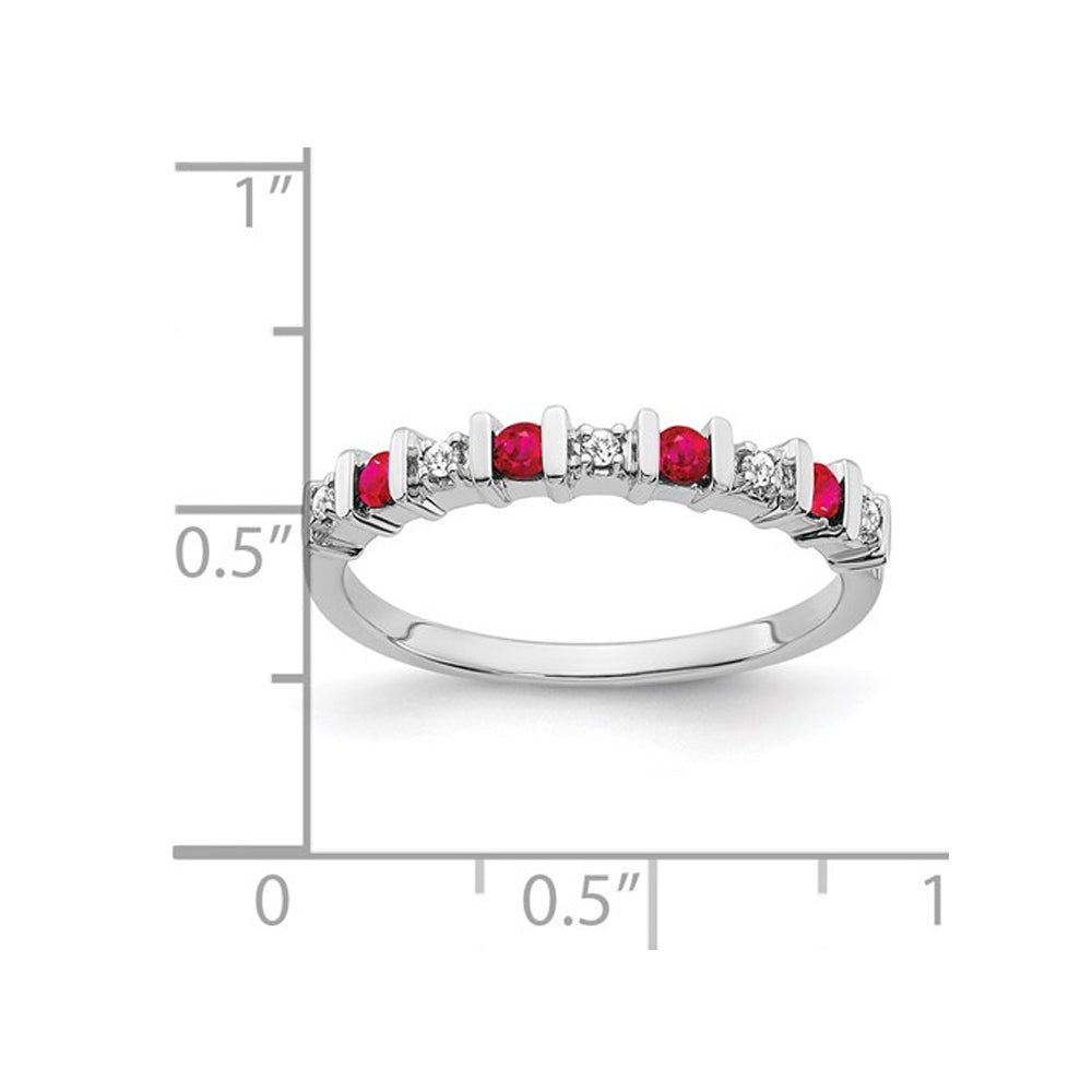 1/5 Carat (ctw) Natural Ruby Ring in 14K White Gold with Diamonds Image 2