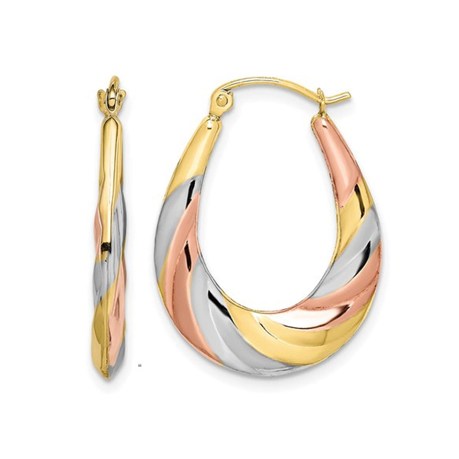 10K Two Tone Gold Polished Twisted Hoop Earrings Image 1