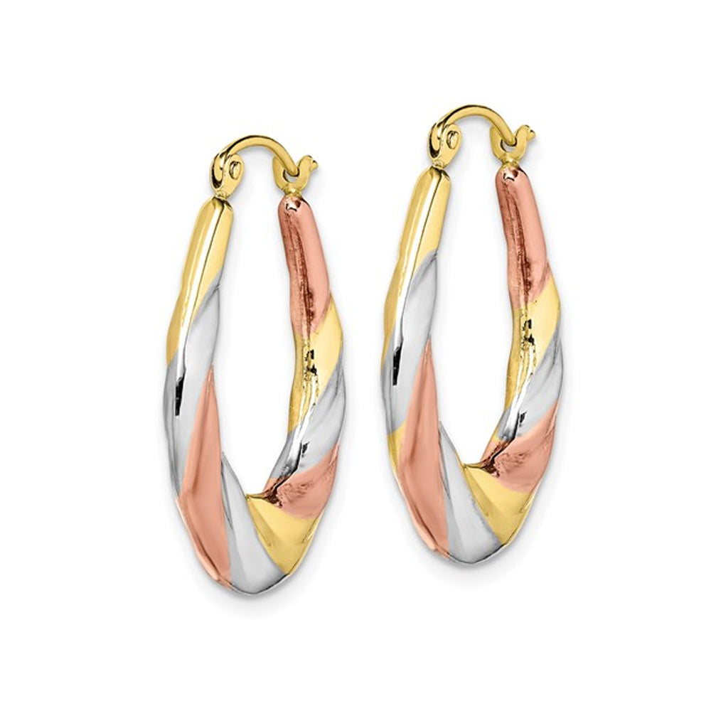 10K Two Tone Gold Polished Twisted Hoop Earrings Image 2