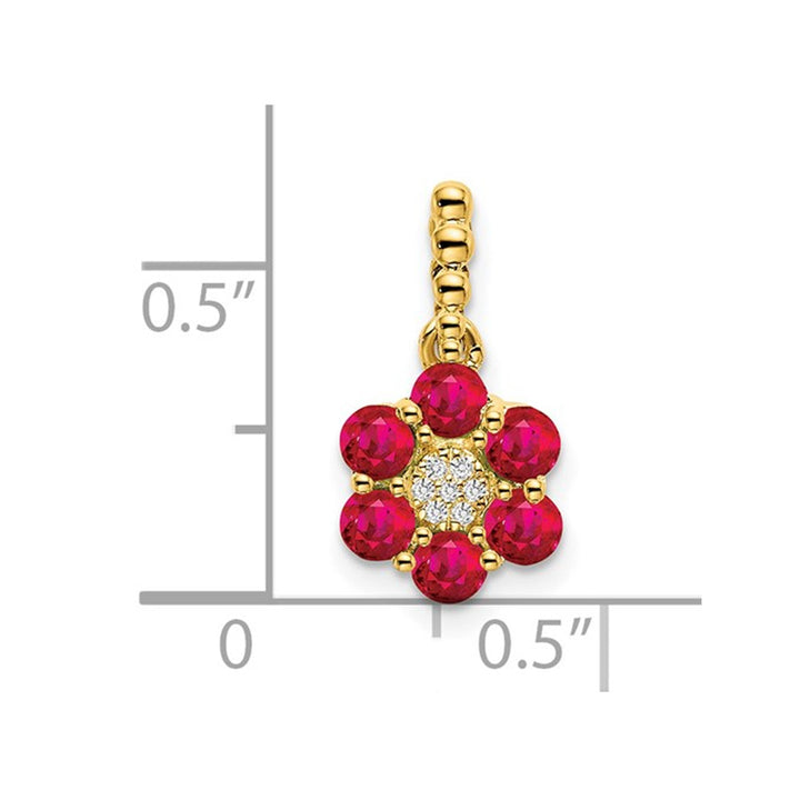 3/5 Carat (ctw) Natural Ruby Pendant Necklace in 14K Yellow Gold and Chain Image 2